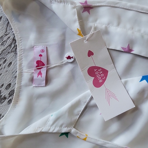 Buddy Love Campbell High Low Dress in Multicolor Star Print NWT SzS/M - Picture 3 of 7